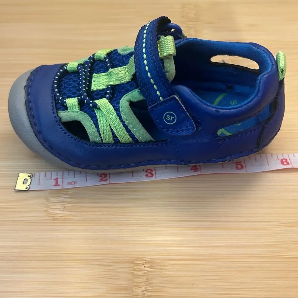Stride Rite Tobias Sandals Blue Green Infant Baby Shoes 6m Water Resistant
